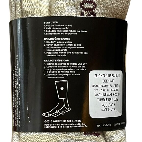 Harley-Davidson All Weather Boot Socks, 2 Pairs, Size L, NWT - Picture 5 of 6